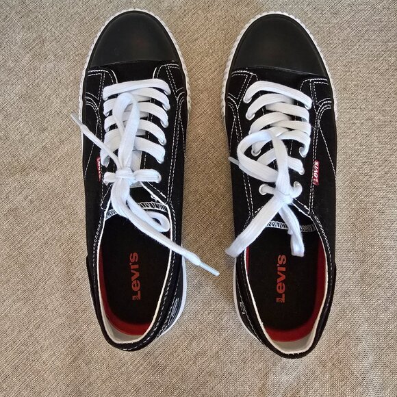 Levi's Women's Anika Logo Lace-up Sneakers Black with White Contrast, Size 7.5 - Picture 4 of 7